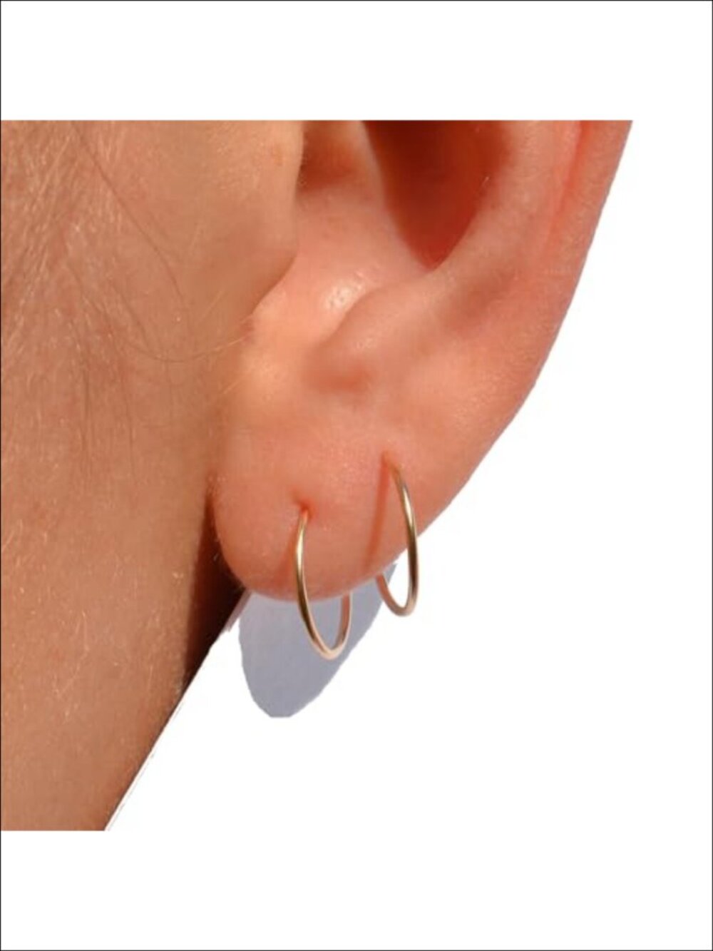 14k Real Gold Thin Hoop Earrings Dainty Hypoallergenic 20 Gauge Handmade